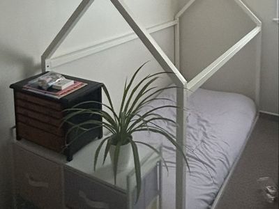 White Metal House Bed Frame - Twin Size Kid's Canopy Bed