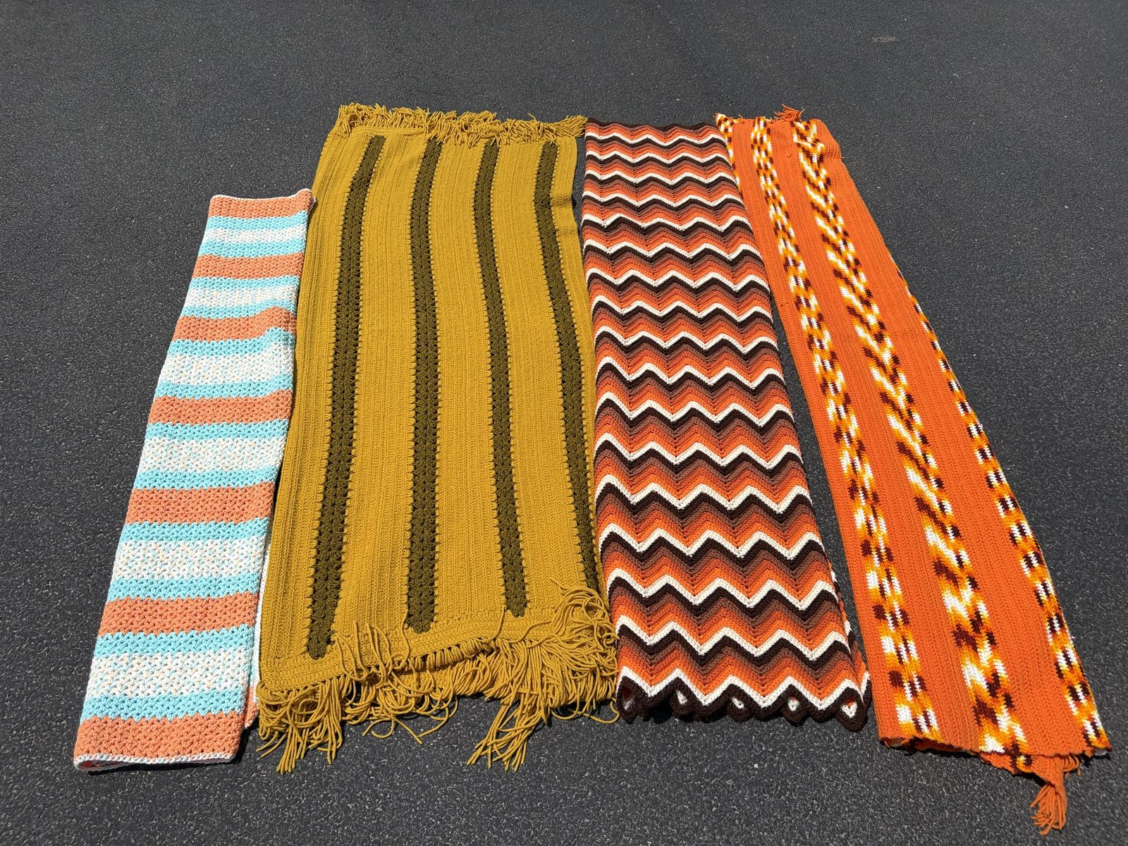 Vintage,  beautifully crocheted, mid century afghan blankets. hand knitted 60's 70's knitting magic Grandma granny square woven