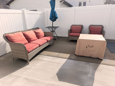 Outdoor Wicker Patio Set – Solid Frames, Needs New Cushions