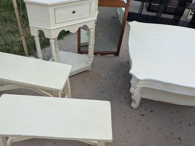 Shabby Chic Off-White Country Furniture Set - Coffee Table, End Tables, corner table