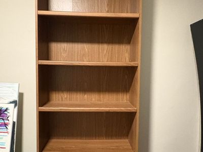 Simple Wood Finish 5-Shelf Bookcase, Versatile Storage Unit
