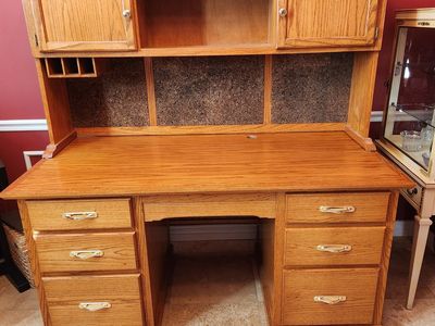 Solid wood desk with hutch
