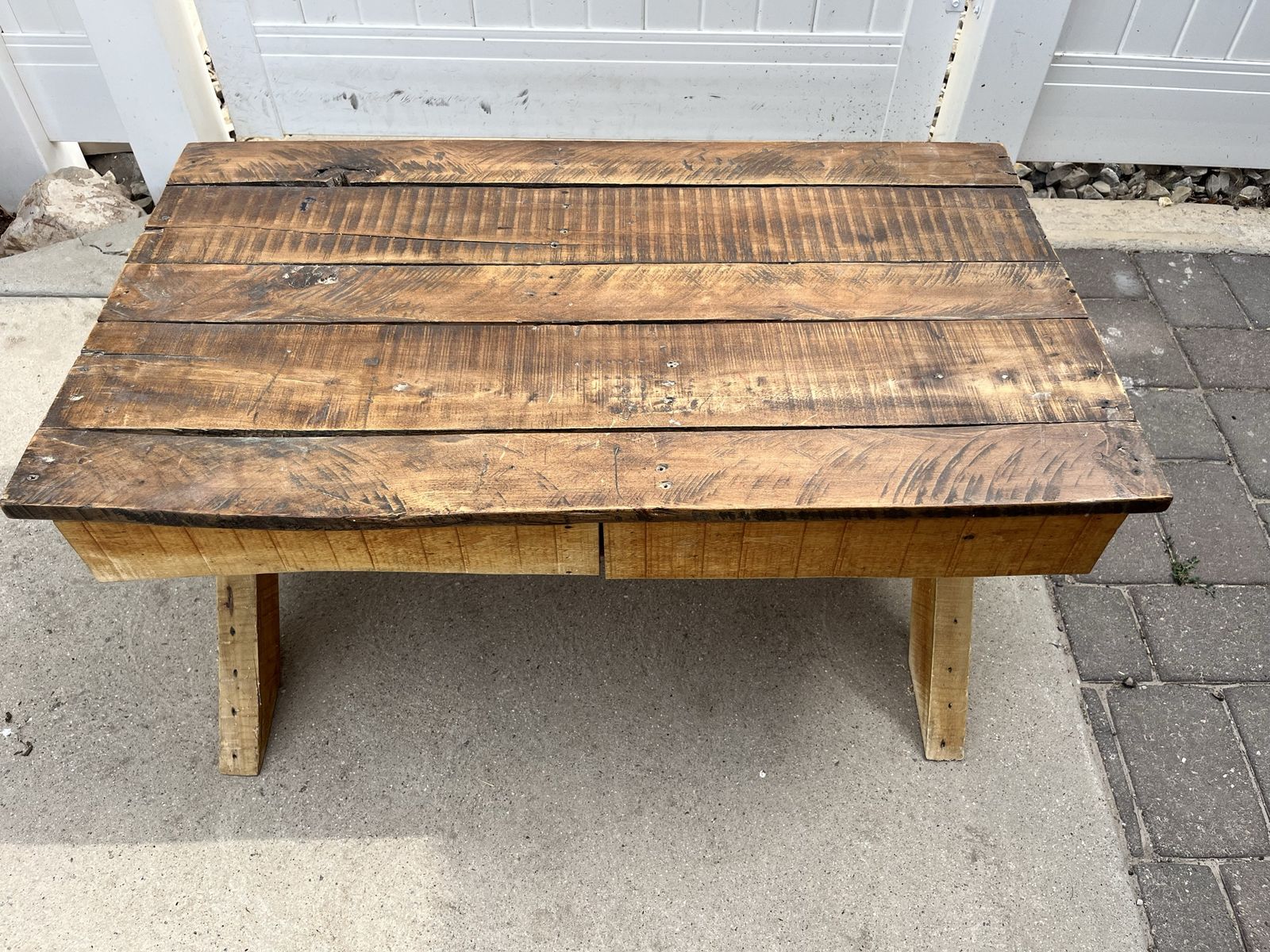 Handcrafted Reclaimed Wood Coffee Table with Storage Drawers - Rustic Farmhouse Style