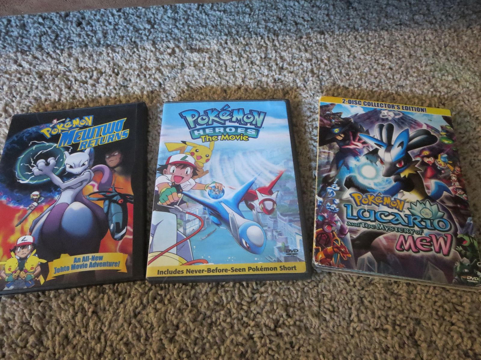 Pokemon Movie DVD Lot: Mewtwo Returns, Heroes, Lucario & The Mystery of Mew - Collector's Edition