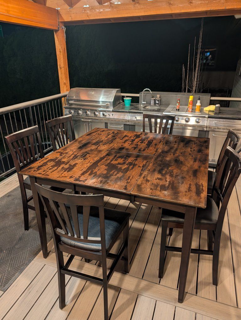 Dining table with butterfly leaf, 6 chairs