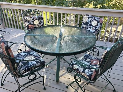 Wrought iron chairs and table