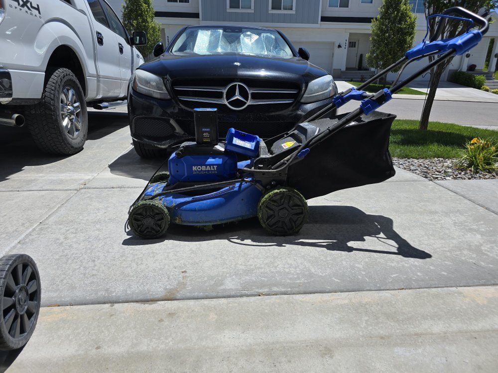 for sale mower is 300, power rake is 75.00