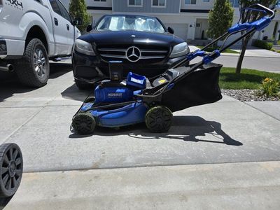 for sale mower is 300, power rake is 75.00