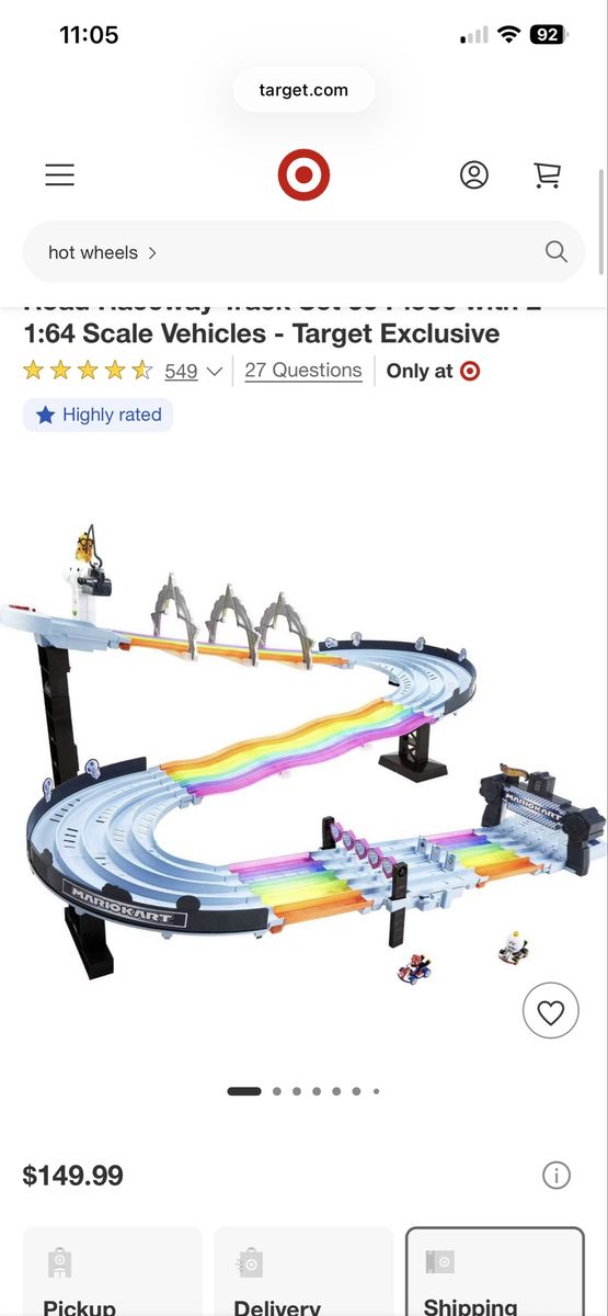 Hot Wheels Mario Kart Rainbow Road Raceway