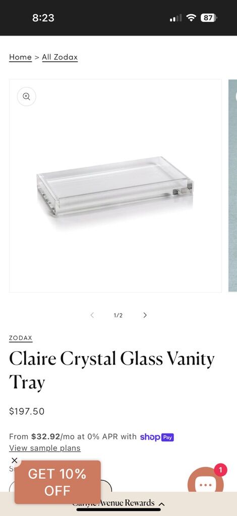 Claire Crystal Glass Vanity Tray