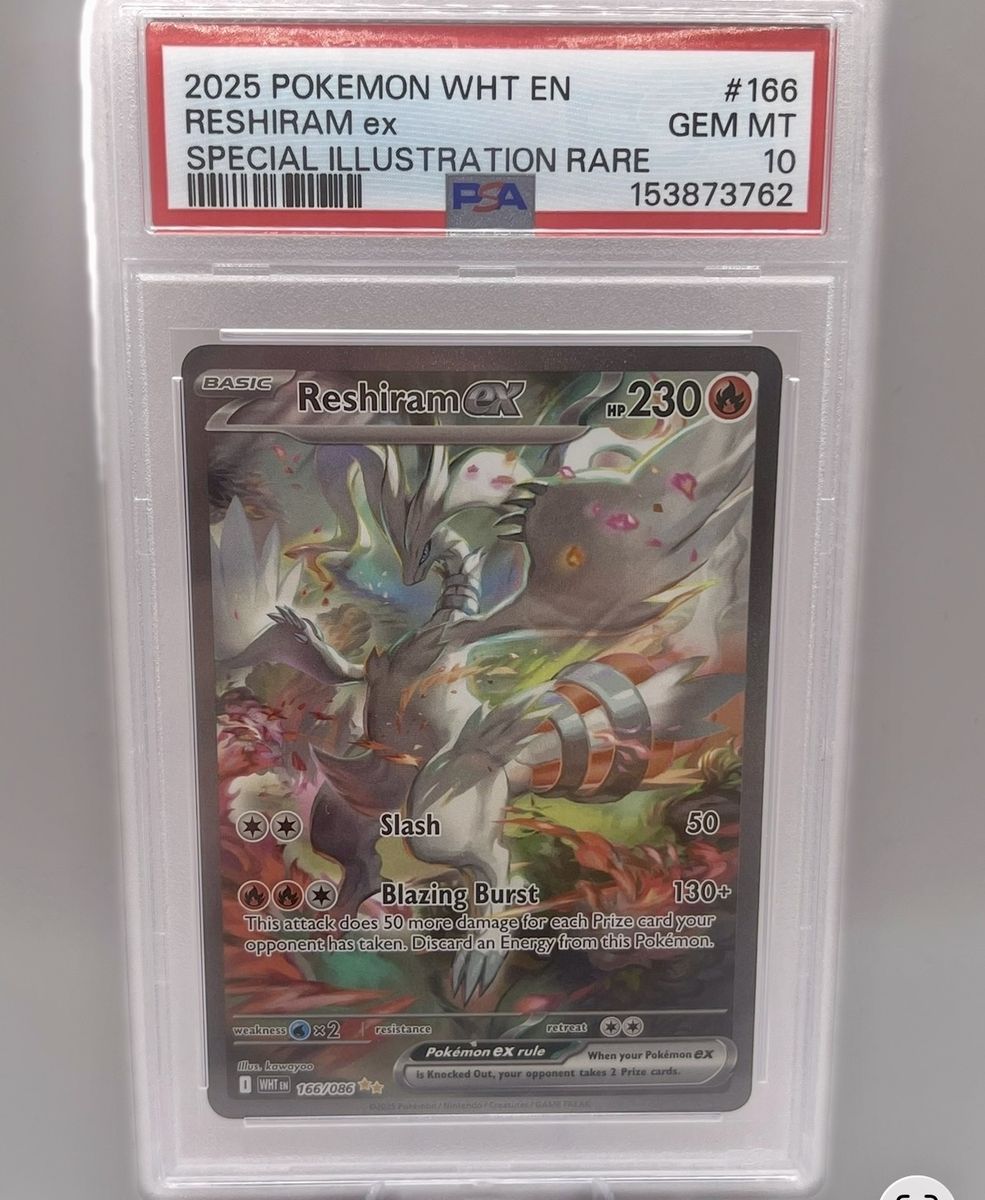 2025 Pokemon WHT EN Reshiram ex Special Illustration Rare #166 PSA 10 GEM MT Card