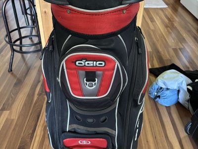Ogio Red Golf Bag, Toutrek Golft Club Transportation Bag, and variety of Golf Clubs for Sale
