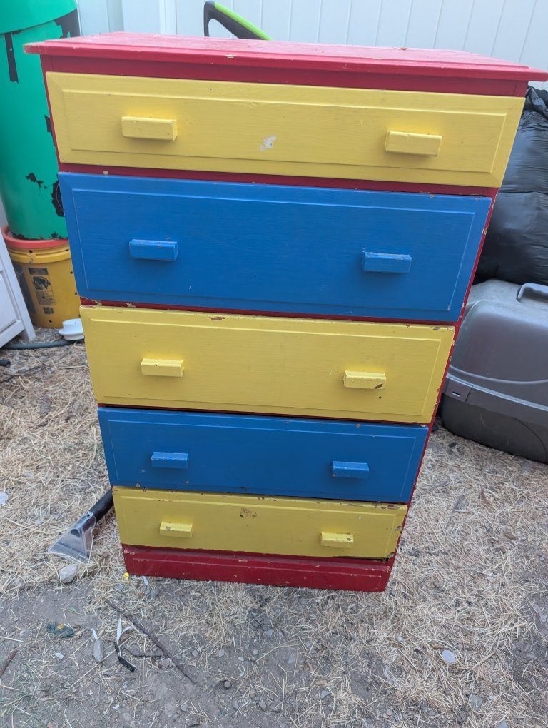 Colorful 5-Drawer children's Dresser - Red, Blue, and Yellow Storage Cabinet