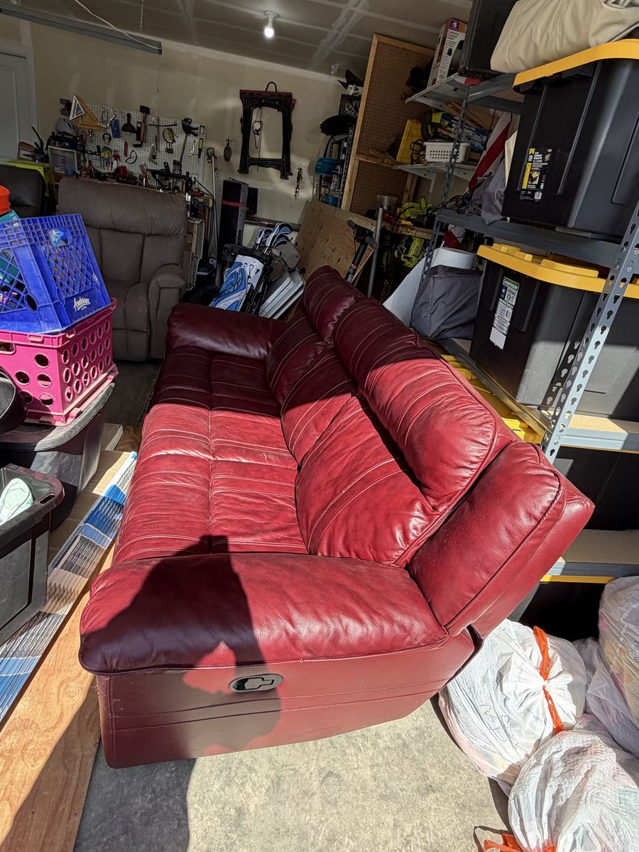 Red leather couch