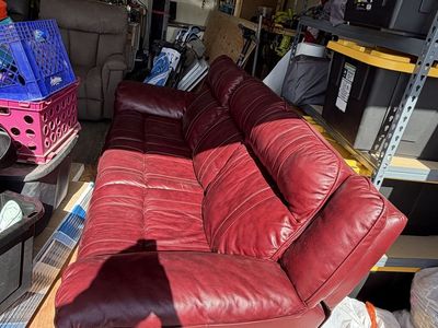 Red leather couch