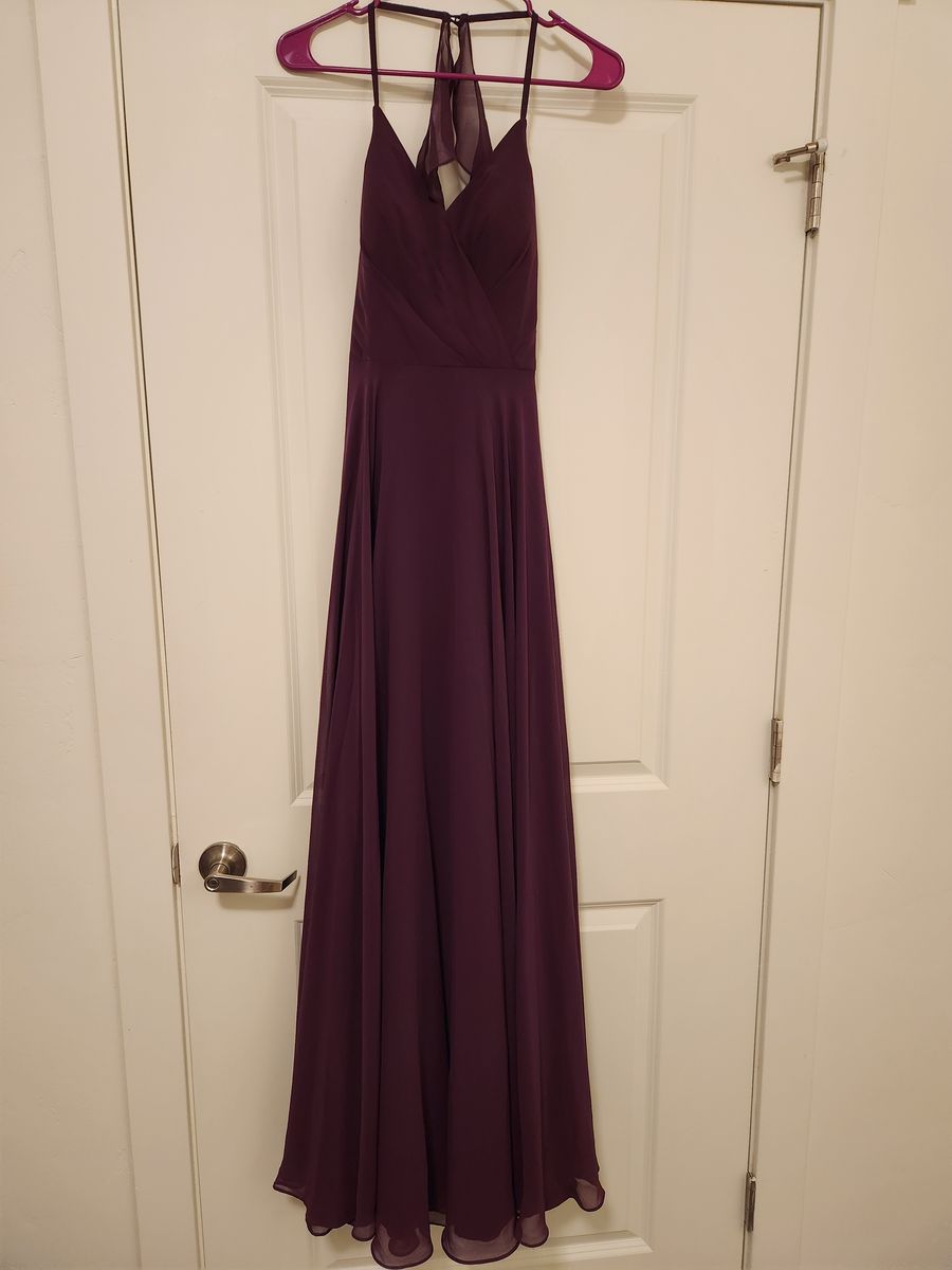 NWT Azazie Paisley Grape Purple Pleated Halter Chiffon Dress Size A4