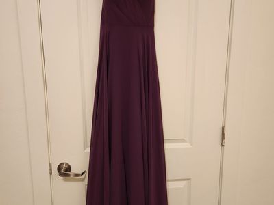NWT Azazie Paisley Grape Purple Pleated Halter Chiffon Dress Size A4