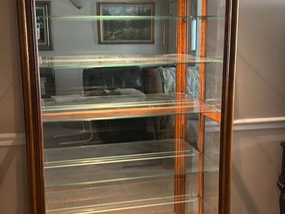 Philip Reinisch Lighted Curio Display Cabinet – 80” Tall – Sliding Glass Door