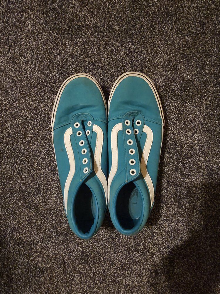 Vans Old Skool Teal Turquoise Skate Shoes Women's Size 9.5