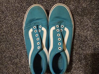 Vans Old Skool Teal Turquoise Skate Shoes Women's Size 9.5