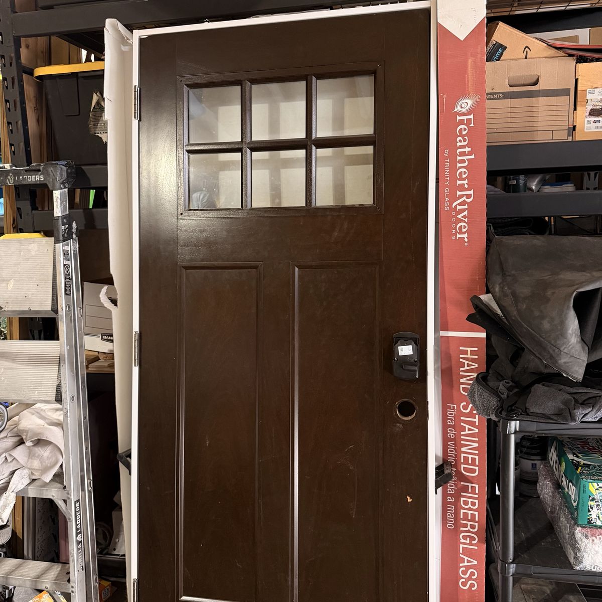 Feather River FF3790 37.5" x 81" 6-Lite Hand-Stained Fiberglass Entry Door - Brown