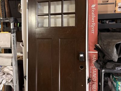Feather River FF3790 37.5" x 81" 6-Lite Hand-Stained Fiberglass Entry Door - Brown