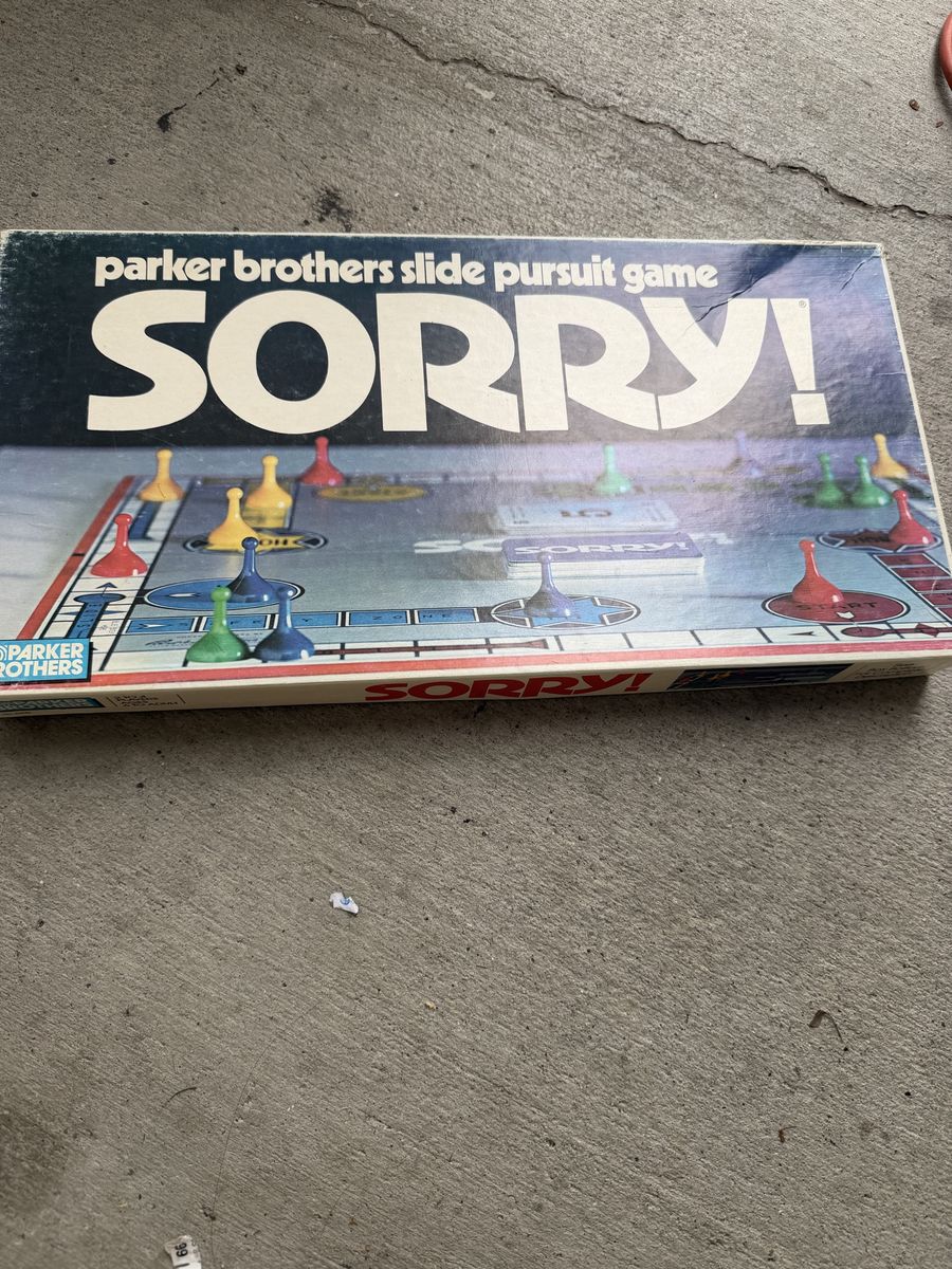 Vintage Parker Brothers Sorry! Slide Pursuit Board Game - Complete, Used Condition