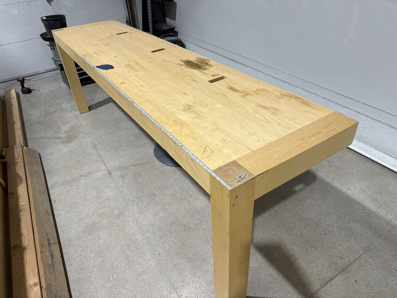 Custom Extra Long Wooden Workbench Table with Center Support