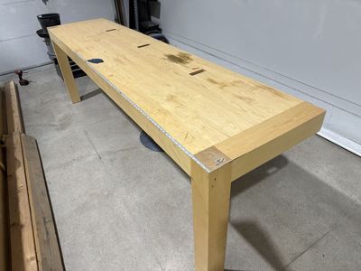 Custom Extra Long Wooden Workbench Table with Center Support