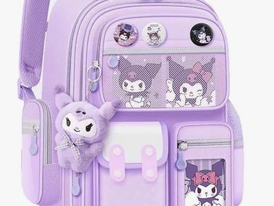 Sanrio Kuromi Purple School Backpack - Multi-Compartment Water-Resistant Bag