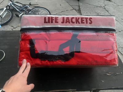 New Red Life Jackets (Set of 4) for Boating & Watersports, Adult Universal Size
