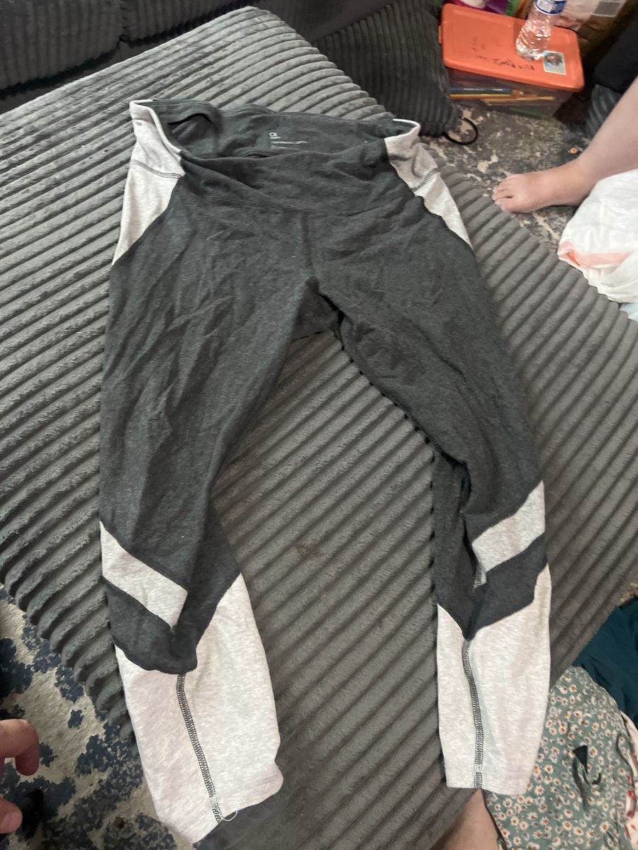 GapFit Performance Cotton Leggings Gray White Colorblock Size Large