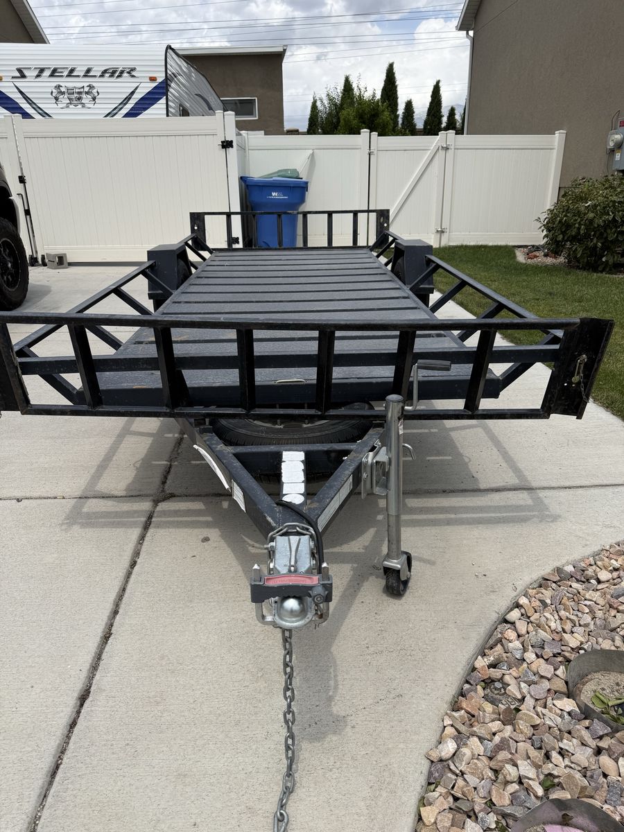 Utility Trailer, Single Axle, Black, Perfect for Hauling and Landscaping