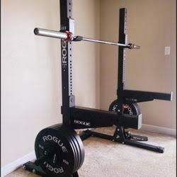 LIKE NEW GYM ROGUE MONSTER LITE SQUAT STAND WITH SAFETY ARMS $850 OBO