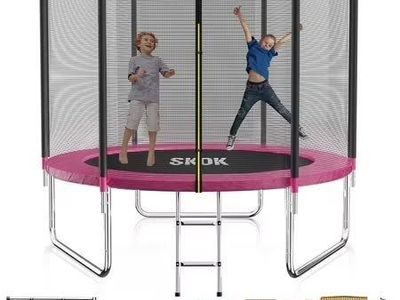 SKOK 10ft Pink Trampoline with Ladder