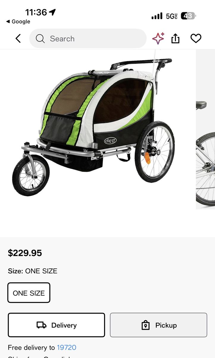 3-in-1 Double Seat Bike Trailer Stroller Jogger