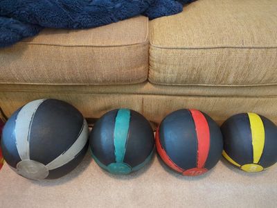 Set of 4 Used Weighted Medicine Balls - 8, 10, 12, 16 lb