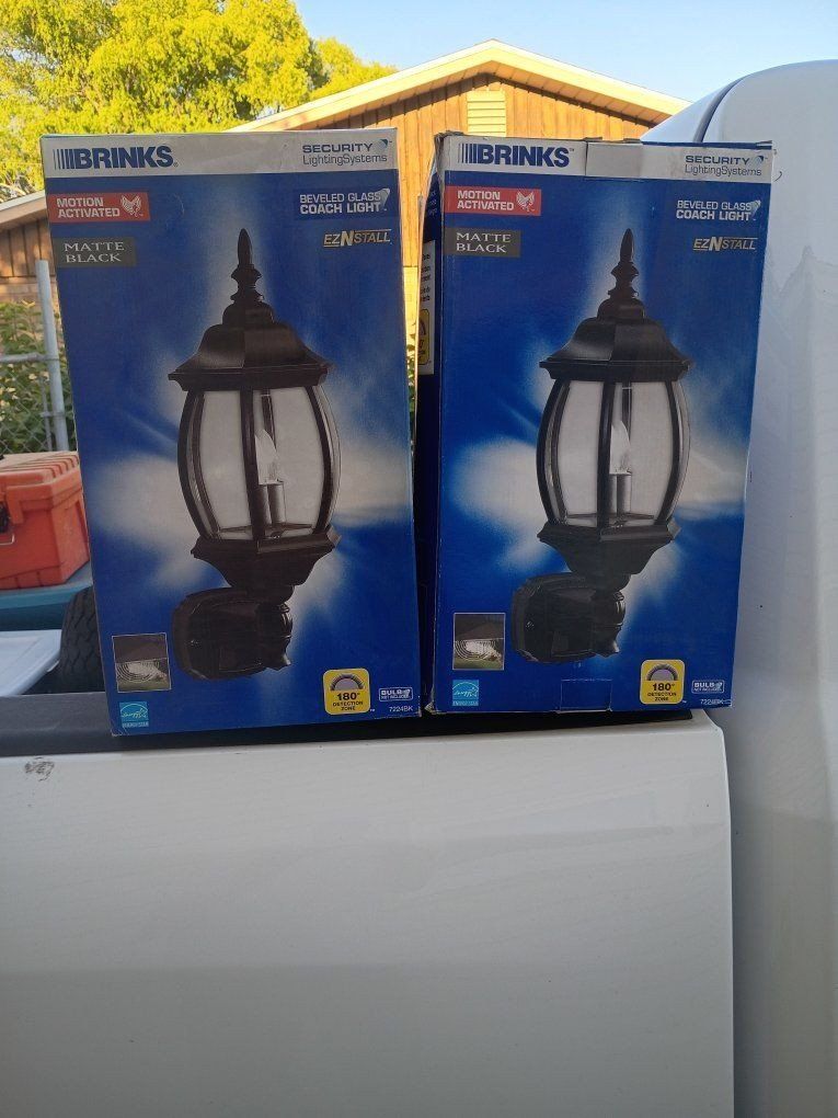 Brinks Security Lighting Systems Motion Activated Matte Black Beveled Glass Coach Light
