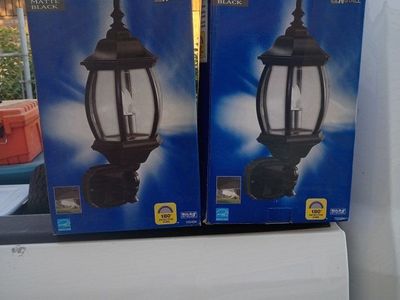Brinks Security Lighting Systems Motion Activated Matte Black Beveled Glass Coach Light