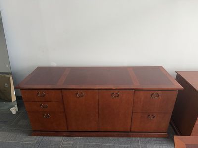 Wooden Sideboard Buffet Cabinet with Drawers and Storage - Used Condition