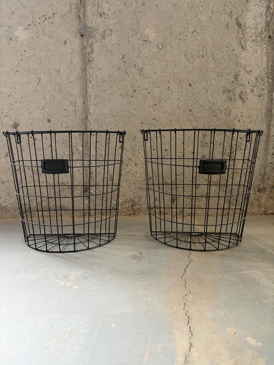 Set of 2 Black Wire Storage Baskets - Versatile Home Organization