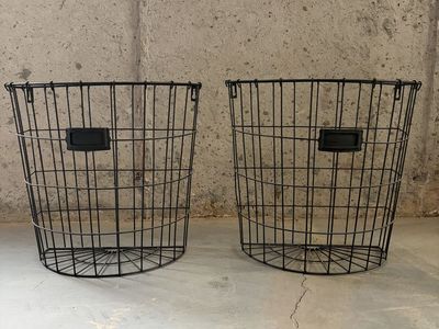 Set of 2 Black Wire Storage Baskets - Versatile Home Organization