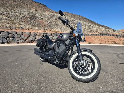 Victory High-Ball Cruiser Motorcycle - Matte Black with Whitewall Tires