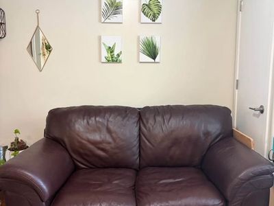 Brown Leather Loveseat Sofa