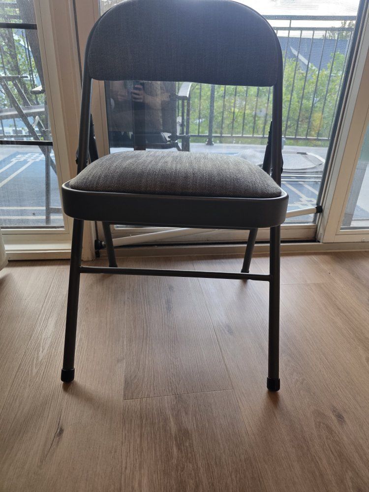 Maxchief FC-52 Padded Folding Chair Grey Fabric Metal Frame
