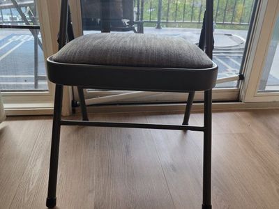 Maxchief FC-52 Padded Folding Chair Grey Fabric Metal Frame