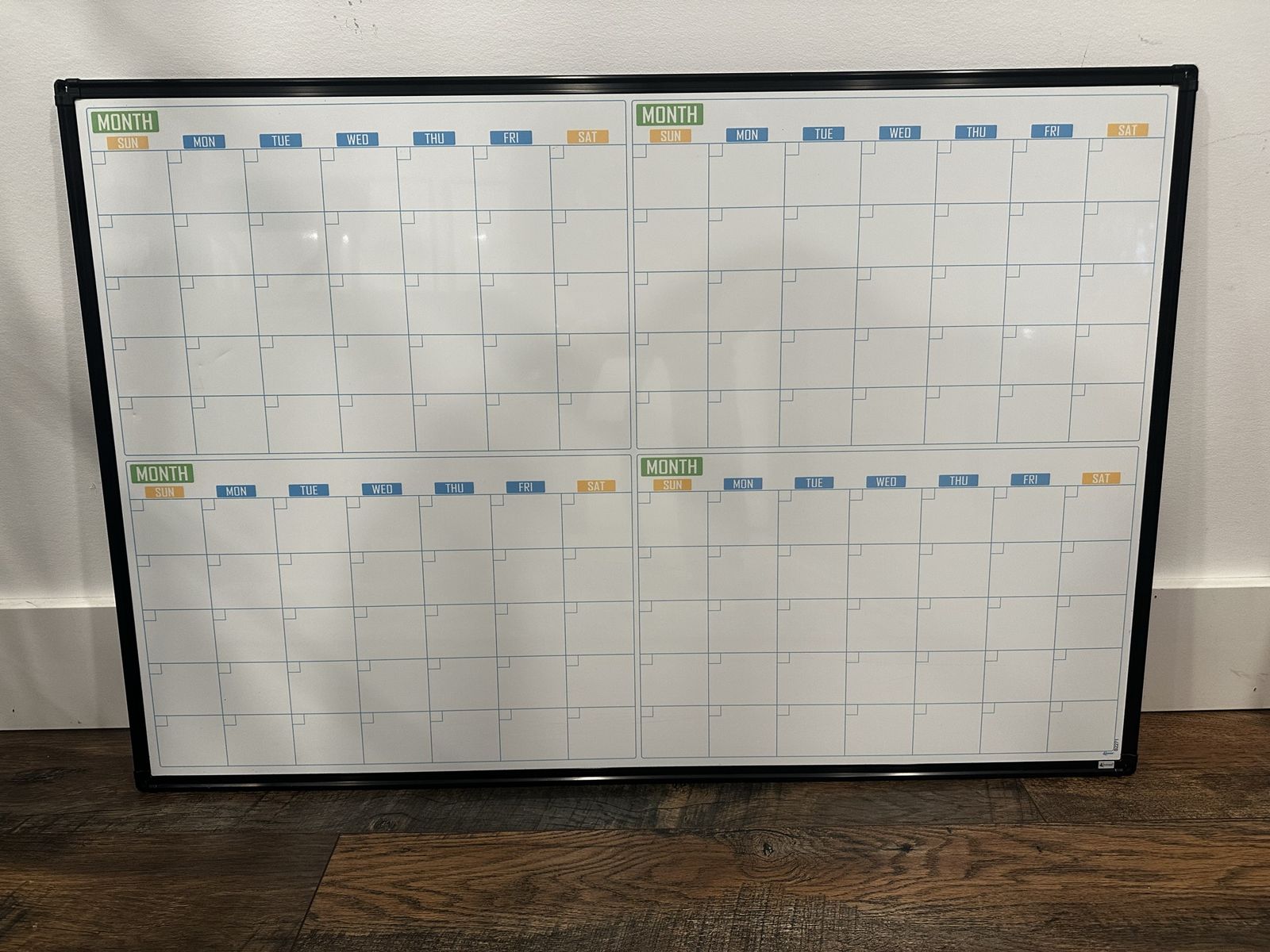 Large 4-Month Dry Erase Calendar Whiteboard - Wall Mountable Planner for Home/Office