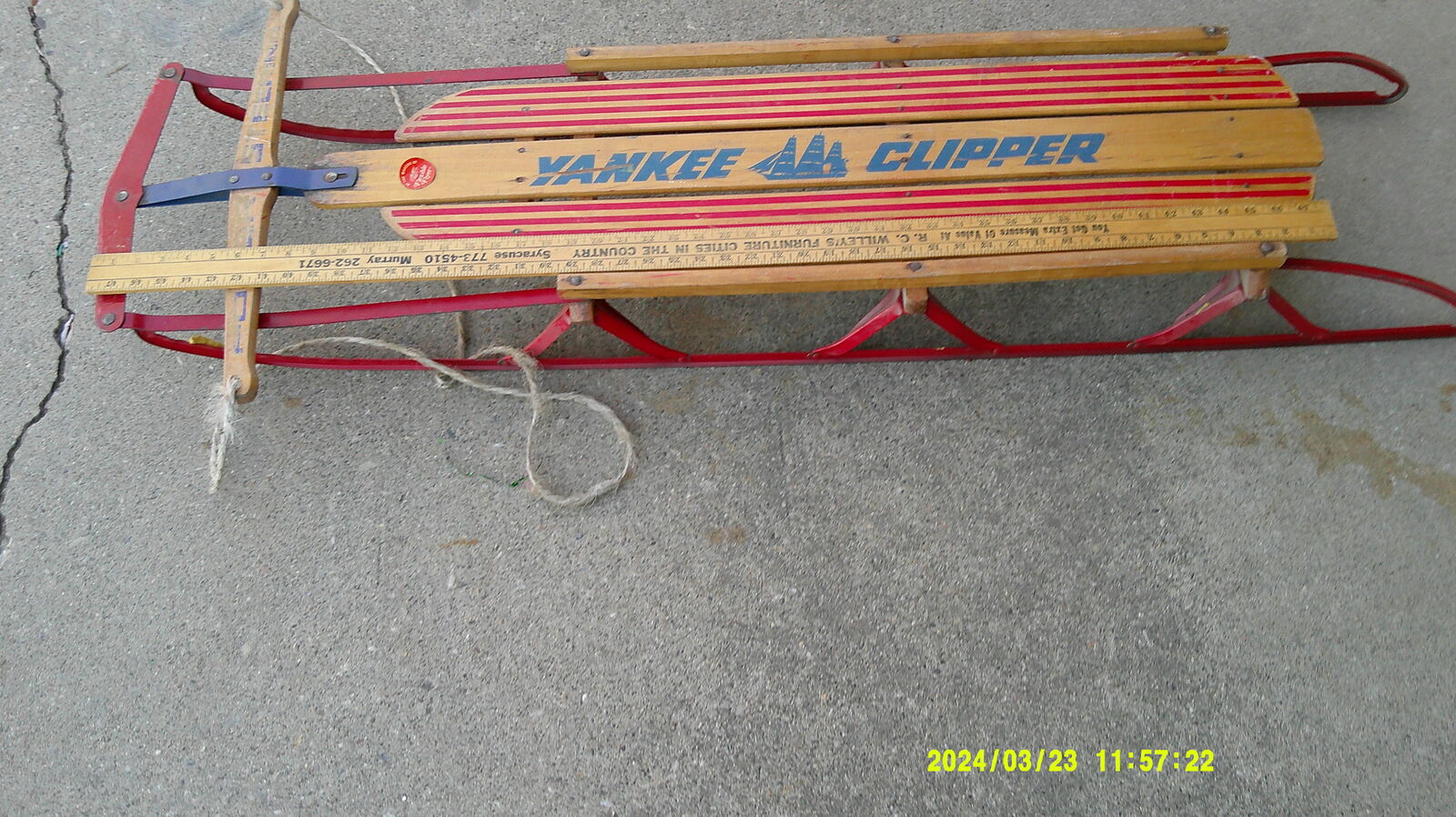 SLED Vintage Yankee Clipper By Flexible Flyer Multicolor Wooden Traditional Snow Sled $75
