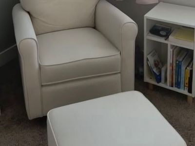 Swivel Rocking Chair and Ottoman in White