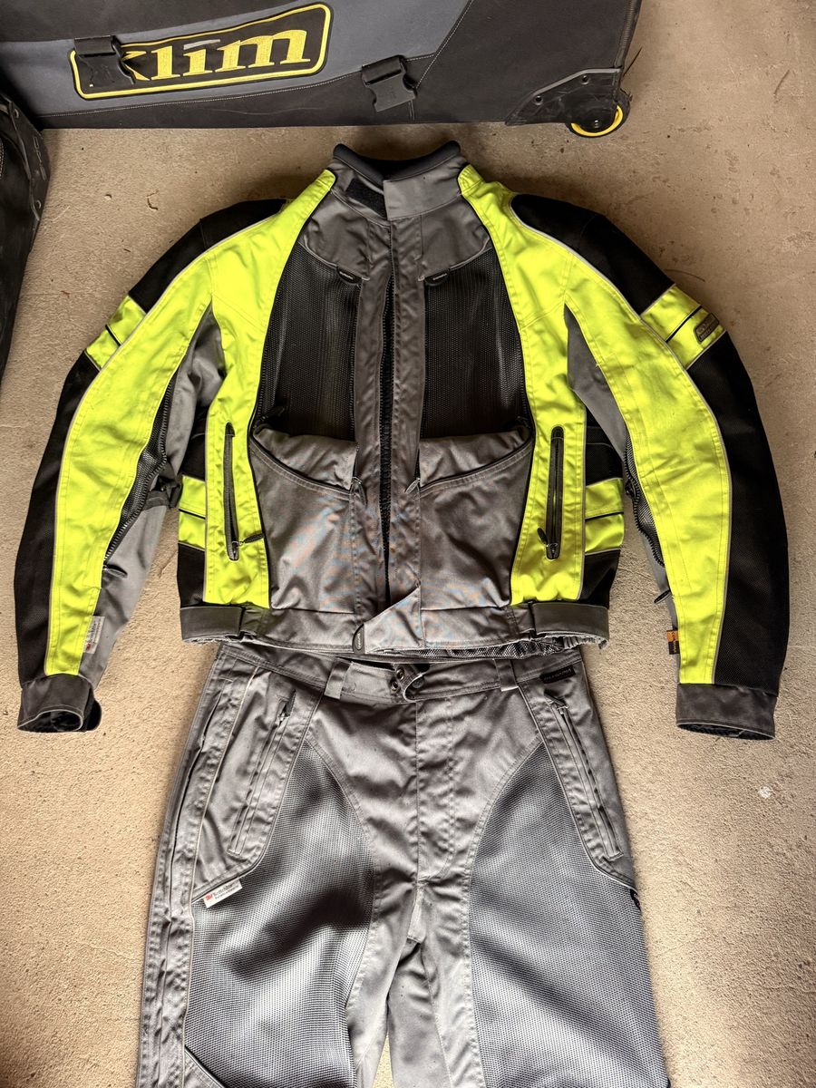 Olympia Moto Sports Gray & High-Vis Yellow Riding Jacket and Pants Set